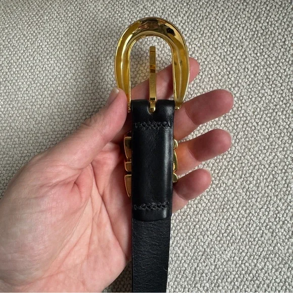 NWOT MADEWELL Women’s Triple Metal Keeper Belt True Black Gold Leather Size XL - Picture 9 of 16